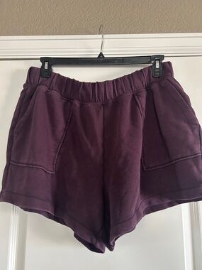 aerie Plum Elastic-Waist Lounge Shorts